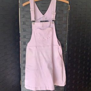 BOGO Pastel Purple Denim Overall Dress Black Heart